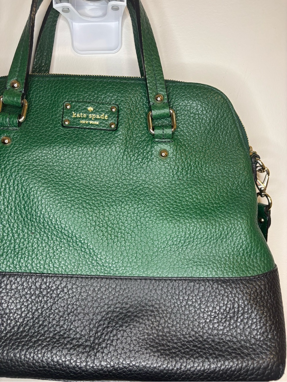 Kate spade Grove Court Satchel Green and Black Pebbled Leather Dome - Picture 2 of 9